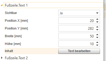 Druckliste Fusszeile