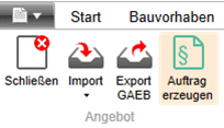 Menü Auftrag erzeugen