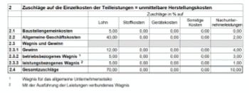 Screen Kalkulation mit Voll­kosten­stunden­satz und EFB 221 in nextbau