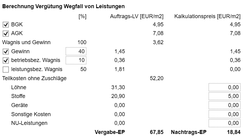 Wegfall von Leistungen –
Nachtragspreis mit nextbau Screen Wegfall von Leistungen –
Nachtragspreis mit nextbau