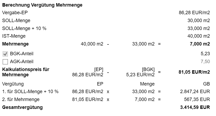 Mehrmenge – Nachtragspreis mit nextbau Screen Mehrmenge – Nachtragspreis mit nextbau