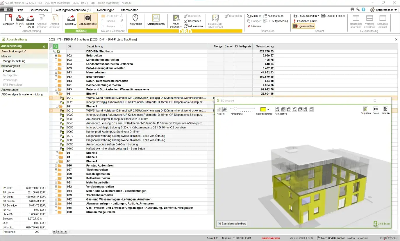 nextbau - LV mit 3D-Modell
