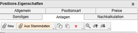 Positions-Eigenschaften Menü