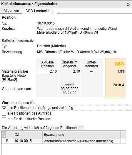 DBD Lernfunktion