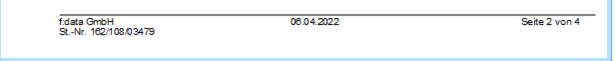 Druckliste Fusszeile