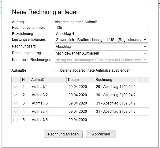 Rechnung anlegen