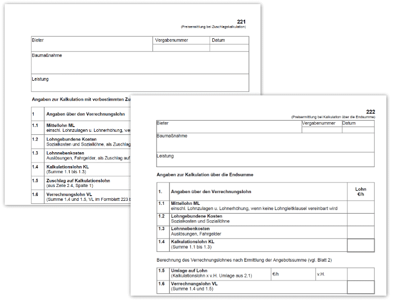 Angaben über den Verrechnungslohn in nextbau