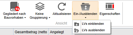 Menü Bauvorhaben ein- ausblenden