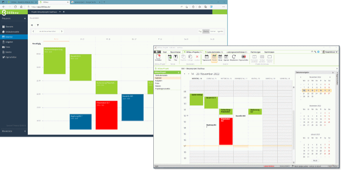 Synchrone Termine bei 365bau (online) und in nextbau (auf Ihrem PC)